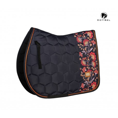 DotiBel Tapis NOVA Black/red & orange flowers